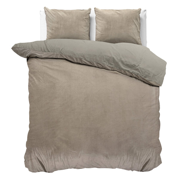 Bettwäsche-Set Velvet uni Taupe/Grau
