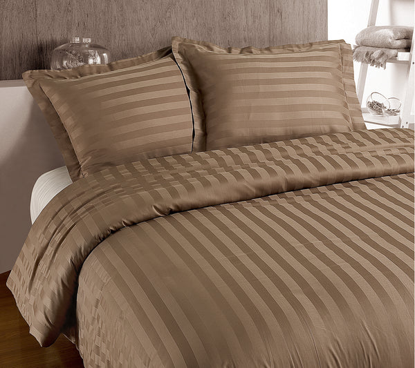 Hotel-Bettwäscheset mit Streifen - Hotel stripe Taupe 240 x 200/220