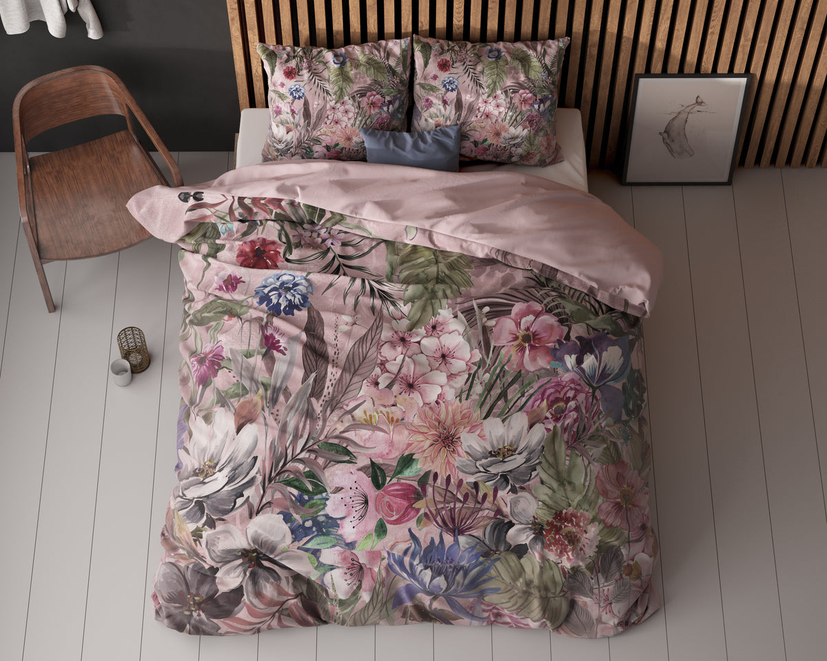 Parure de housse de couette Tess rose