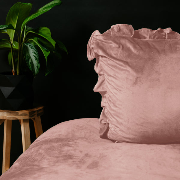 VUODEVAATTEET - Velvet Ruffles vanha roosa Pussilakanasetti