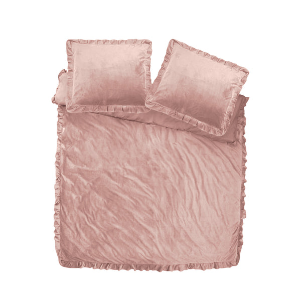 VUODEVAATTEET - Velvet Ruffles vanha roosa Pussilakanasetti