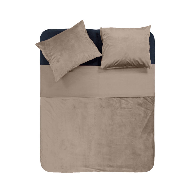 Set copripiumino Velvet Piping Taupe/Grey