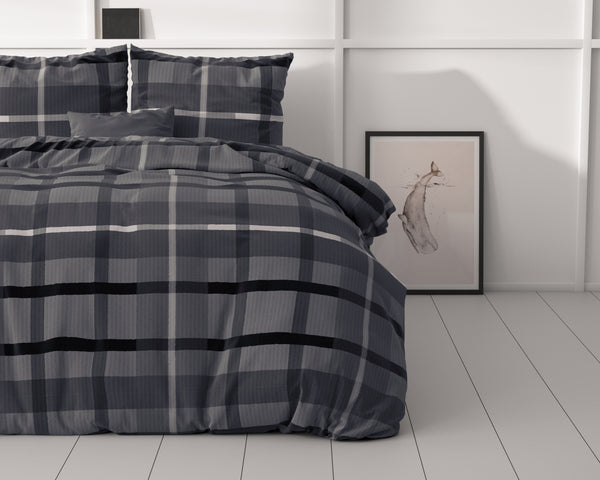 VUODEVAATTEET - Vintage Check Antrasiitti Pussilakanasetti