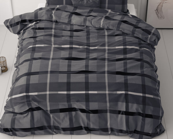 VUODEVAATTEET - Vintage Check Antrasiitti Pussilakanasetti