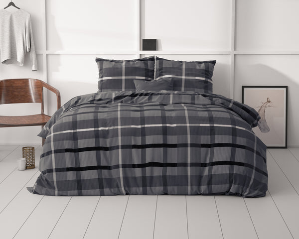 VUODEVAATTEET - Vintage Check Antrasiitti Pussilakanasetti