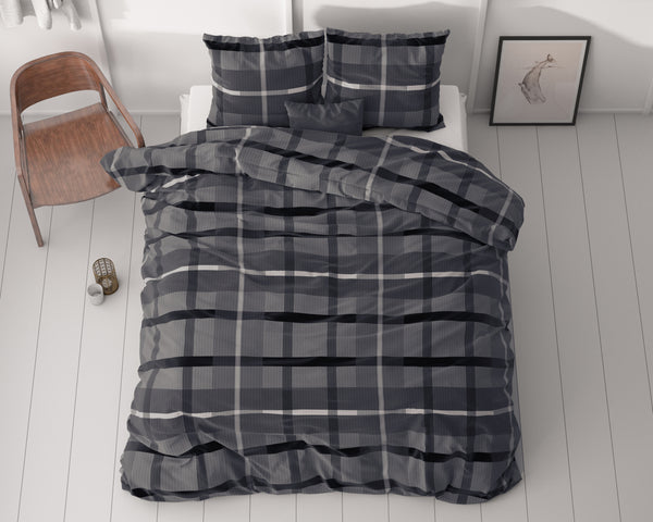 VUODEVAATTEET - Vintage Check Antrasiitti Pussilakanasetti