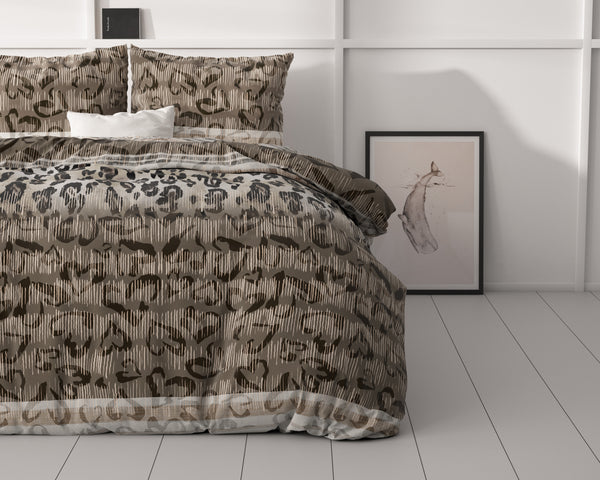 Pussilakanasetti Tiger leopard Taupe