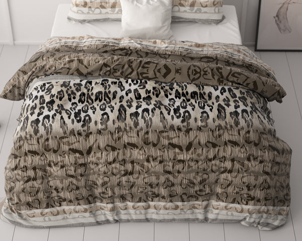 Pussilakanasetti Tiger leopard Taupe