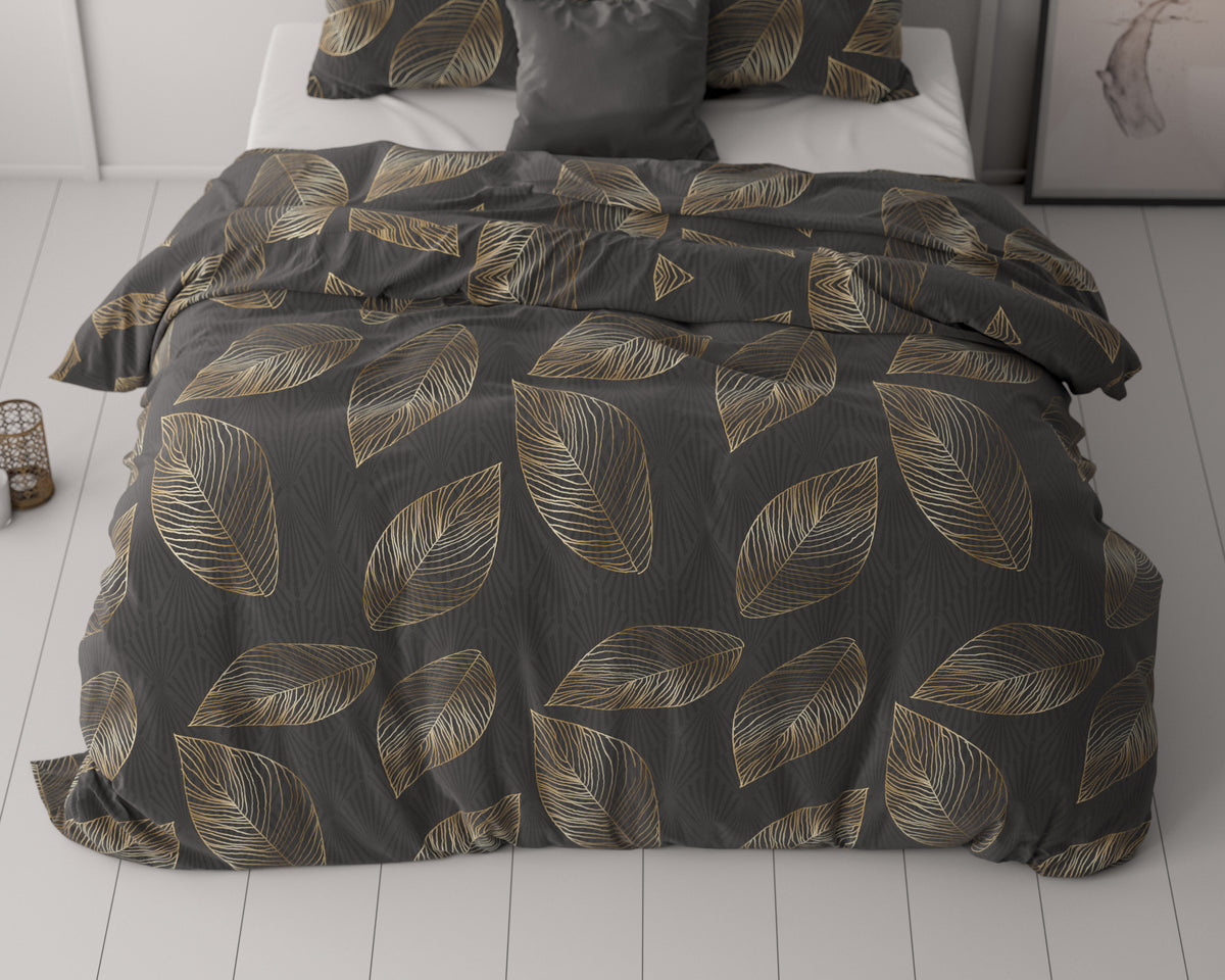 Juego de funda nórdica Golden leaf antracita