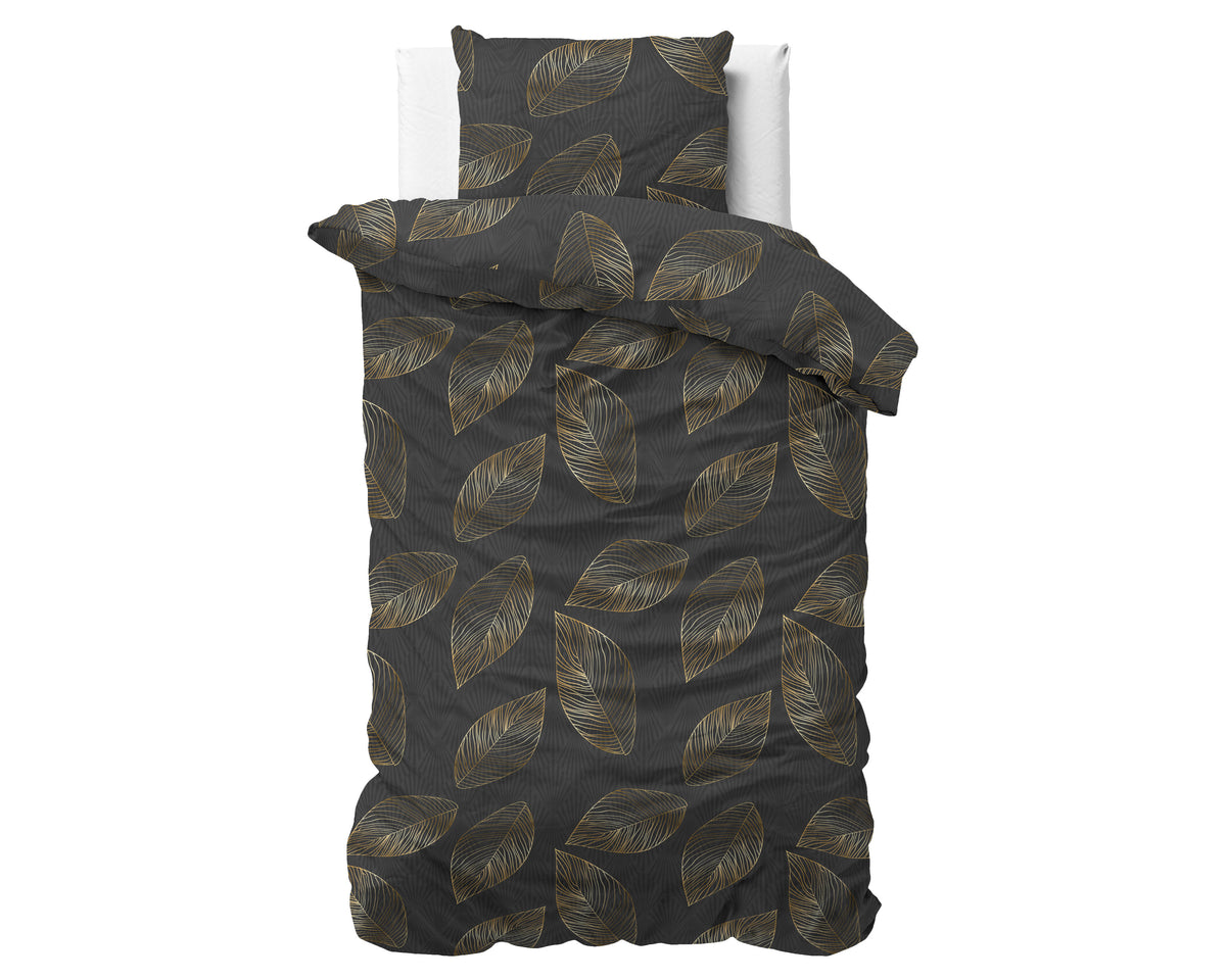 Juego de funda nórdica Golden leaf antracita