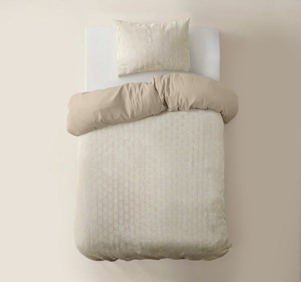 VUODEVAATTEET - Flanelli Art Beige Pussilakanasetti