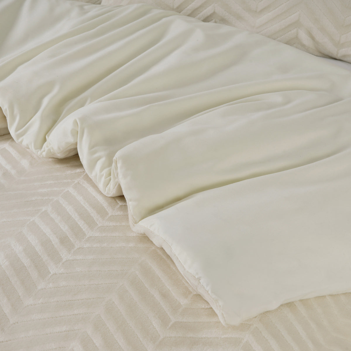 Parure de couette Chevron Teddy crème