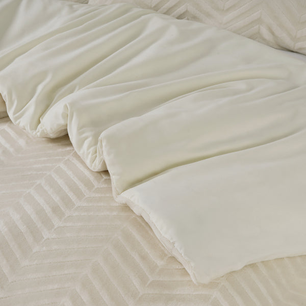 Bettwäsche-Set Chevron Teddy Creme