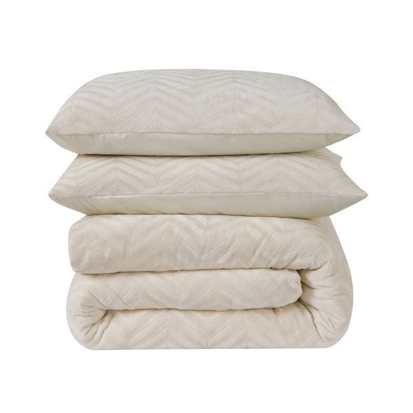 Bettwäsche-Set Chevron Teddy Creme