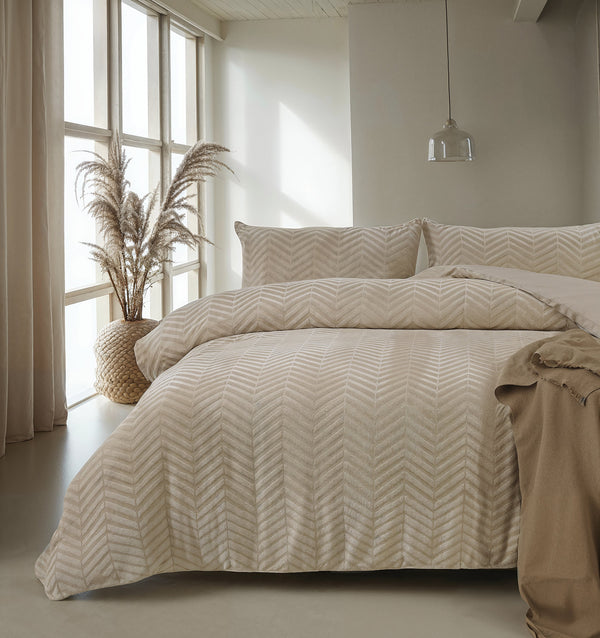 Bettwäsche-Set Chevron Teddy Taupe