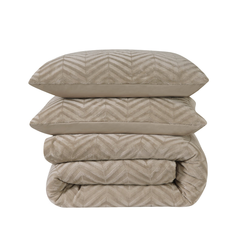 Set copripiumino Chevron Teddy Taupe