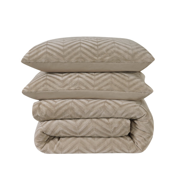 Bettwäsche-Set Chevron Teddy Taupe