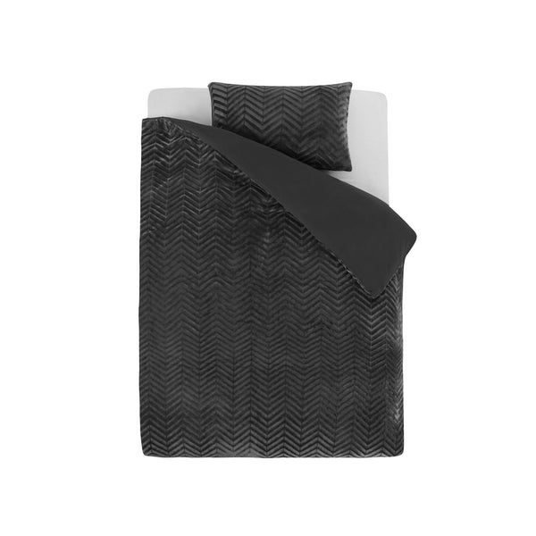 Bettwäsche-Set Chevron Teddy Anthrazit