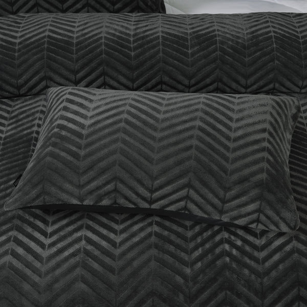 Bettwäsche-Set Chevron Teddy Anthrazit