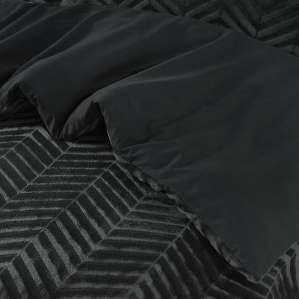 Bettwäsche-Set Chevron Teddy Anthrazit