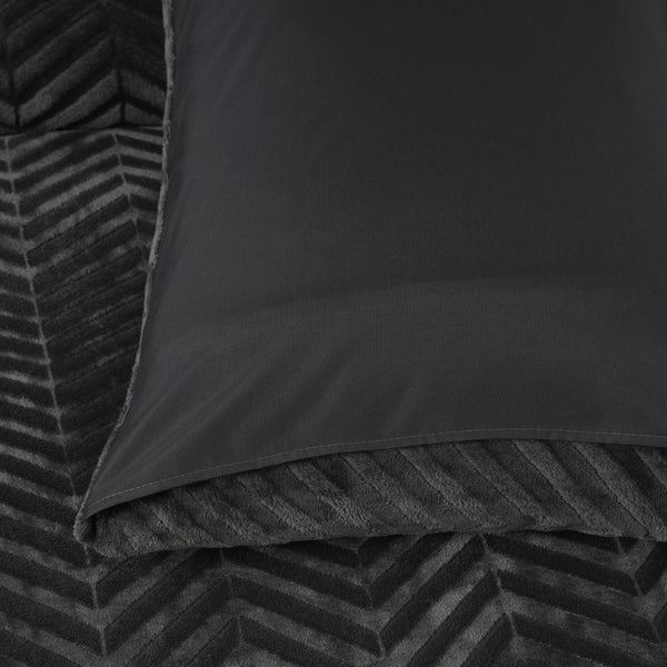 Bettwäsche-Set Chevron Teddy Anthrazit