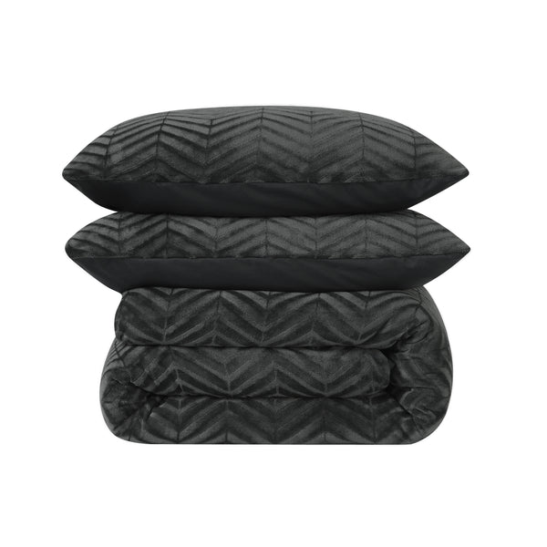 Bettwäsche-Set Chevron Teddy Anthrazit