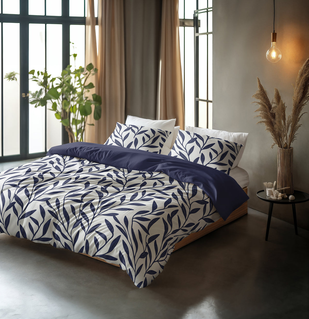Conjunto de capa de edredão Blue Willow azul