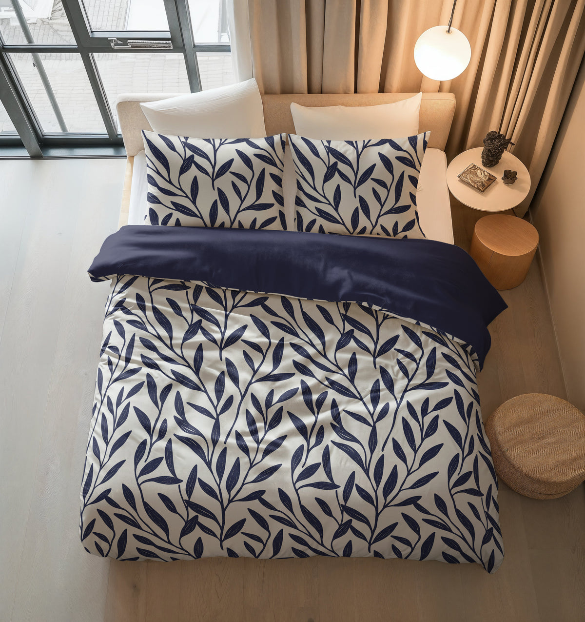 Conjunto de capa de edredão Blue Willow azul