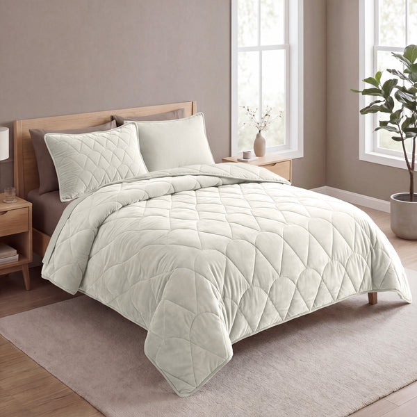 VUODEVAATTEET - Lazy peitto Velvet Beige ylellisillä tyynyliinoilla Tyynyliina