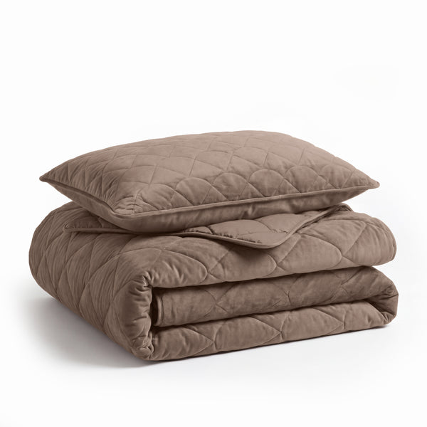 VUODEVAATTEET - Lazy peitto Velvet Taupe/Ruskea ylellisillä tyynyliinoilla Tyynyliina