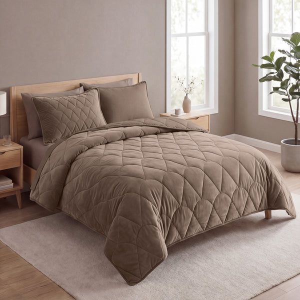 VUODEVAATTEET - Lazy peitto Velvet Taupe/Ruskea ylellisillä tyynyliinoilla Tyynyliina