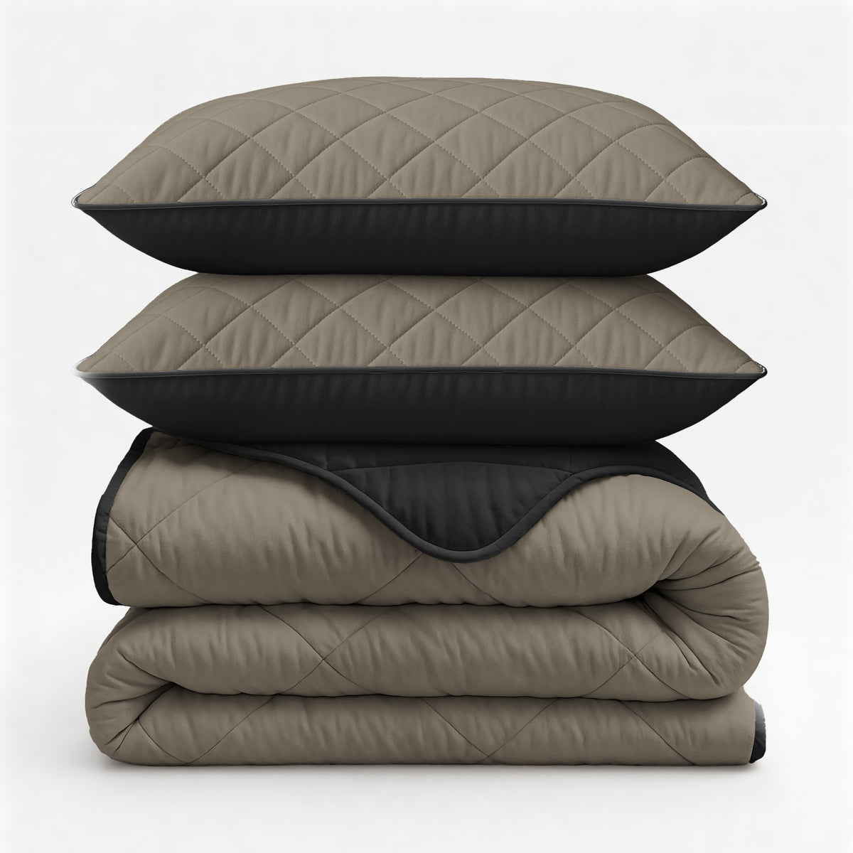 Lazy Dekbed Uni Taupe/Musta Peitto ja Tyynysetti 200x200