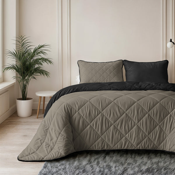 Lazy Dekbed Uni Taupe/Musta Peitto ja Tyynysetti 200x200