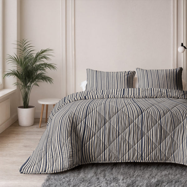 VUODEVAATTEET - Lazy peitto Puuvilla Stripy Beige/Sininen