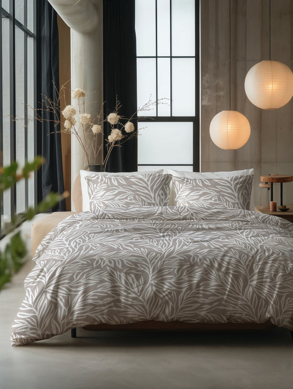 VUODEVAATTEET - Breeze Taupe Pussilakanasetti