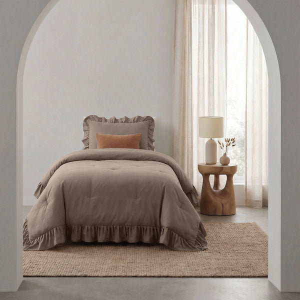 VUODEVAATTEET - Lazy peitto Ruffles Taupe