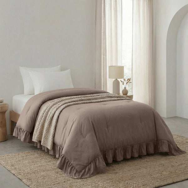 VUODEVAATTEET - Lazy peitto Ruffles Taupe