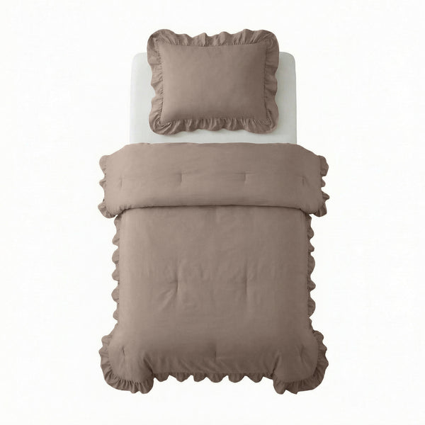 VUODEVAATTEET - Lazy peitto Ruffles Taupe