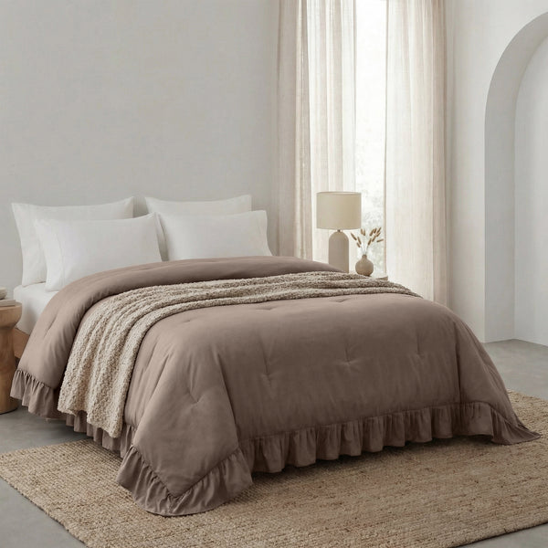 VUODEVAATTEET - Lazy peitto Ruffles Taupe