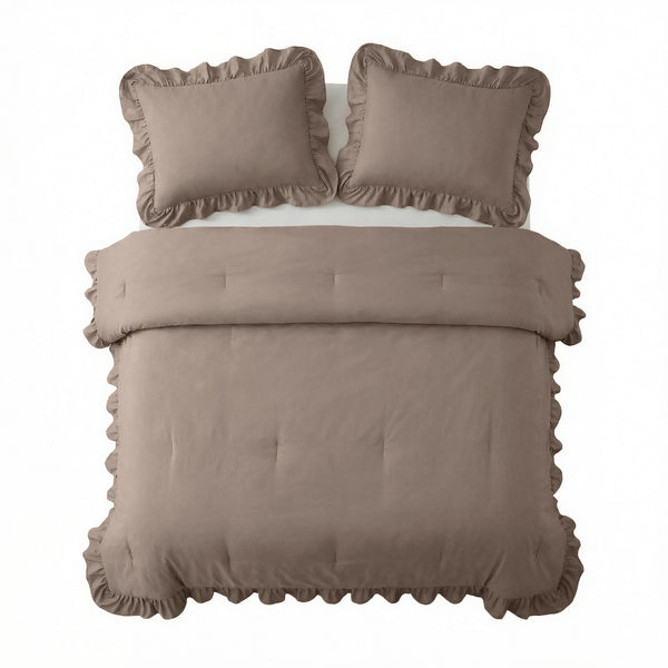 VUODEVAATTEET - Lazy peitto Ruffles Taupe