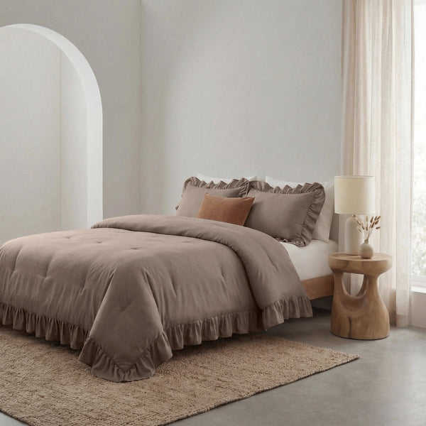 VUODEVAATTEET - Lazy peitto Ruffles Taupe