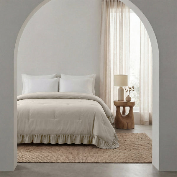 VUODEVAATTEET - Lazy peitto Ruffles Taupe/Harmaa