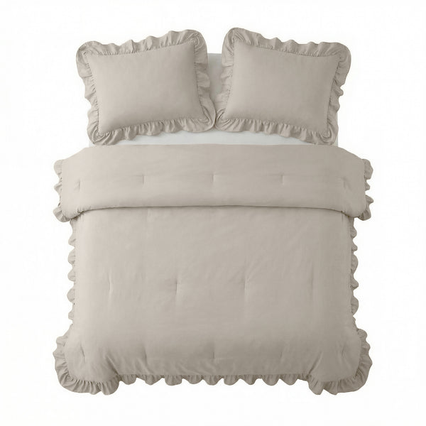 VUODEVAATTEET - Lazy peitto Ruffles Taupe/Harmaa