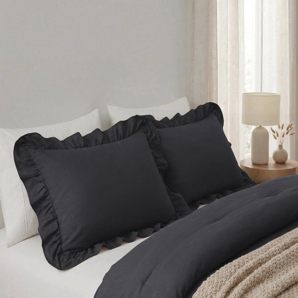 VUODEVAATTEET - Lazy Ruffles Tyynyliina 2pack Antrasiitti