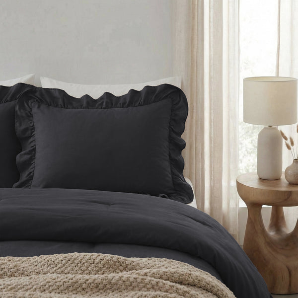 VUODEVAATTEET - Lazy Ruffles Tyynyliina 2pack Antrasiitti