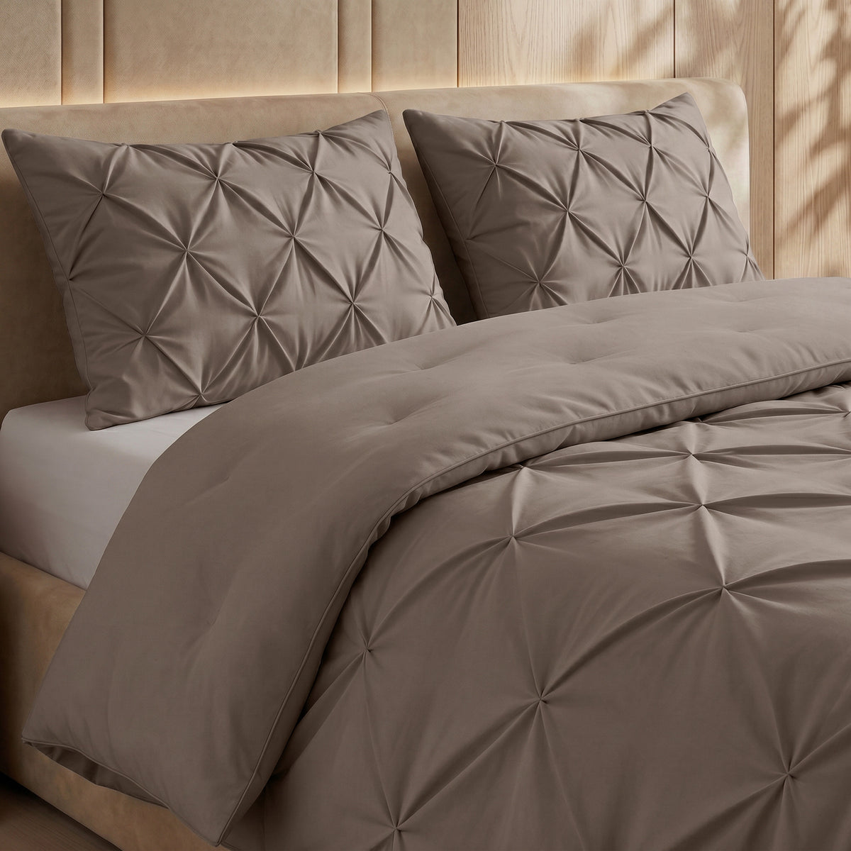 VUODEVAATTEET - Lazy peitto Pintuck Taupe