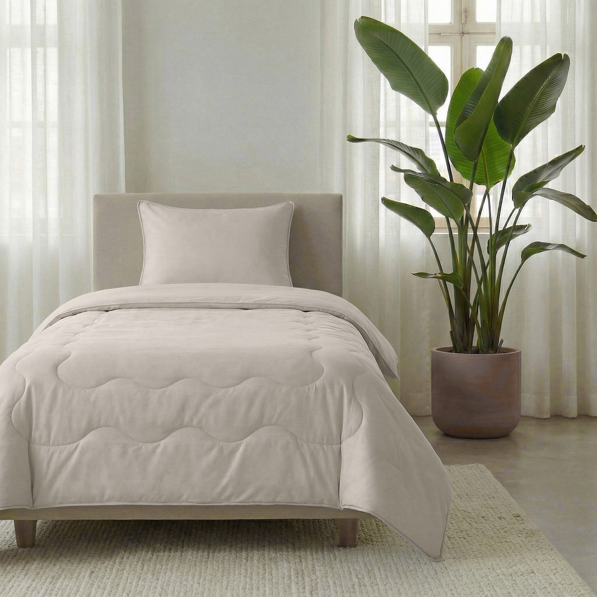 VUODEVAATTEET - Viilentävä Blue Cell Lazy peitto Tyynyliinoilla Taupe