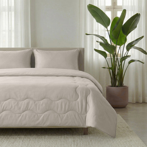 VUODEVAATTEET - Viilentävä Blue Cell Lazy peitto Tyynyliinoilla Taupe