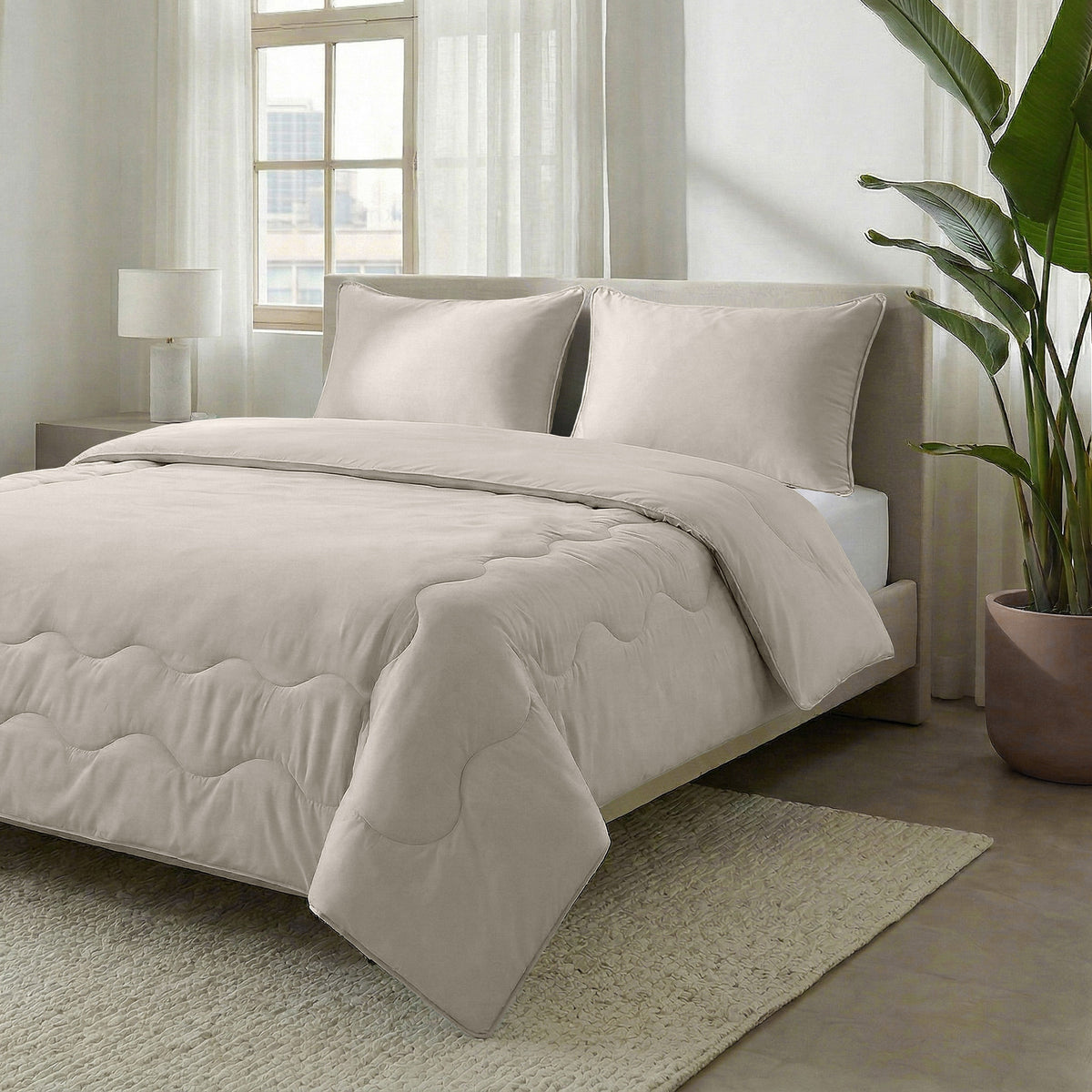VUODEVAATTEET - Viilentävä Blue Cell Lazy peitto Tyynyliinoilla Taupe