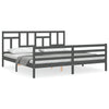 Bettgestell grau mit Kopfteil Jermain 200x200cm (Holz)